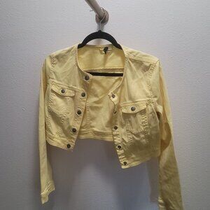 Yellow Cropped Denim Jacket